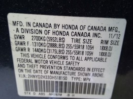 2013 ACURA MDX, GRAY, 3.7L, AT,  AWD,  A25138